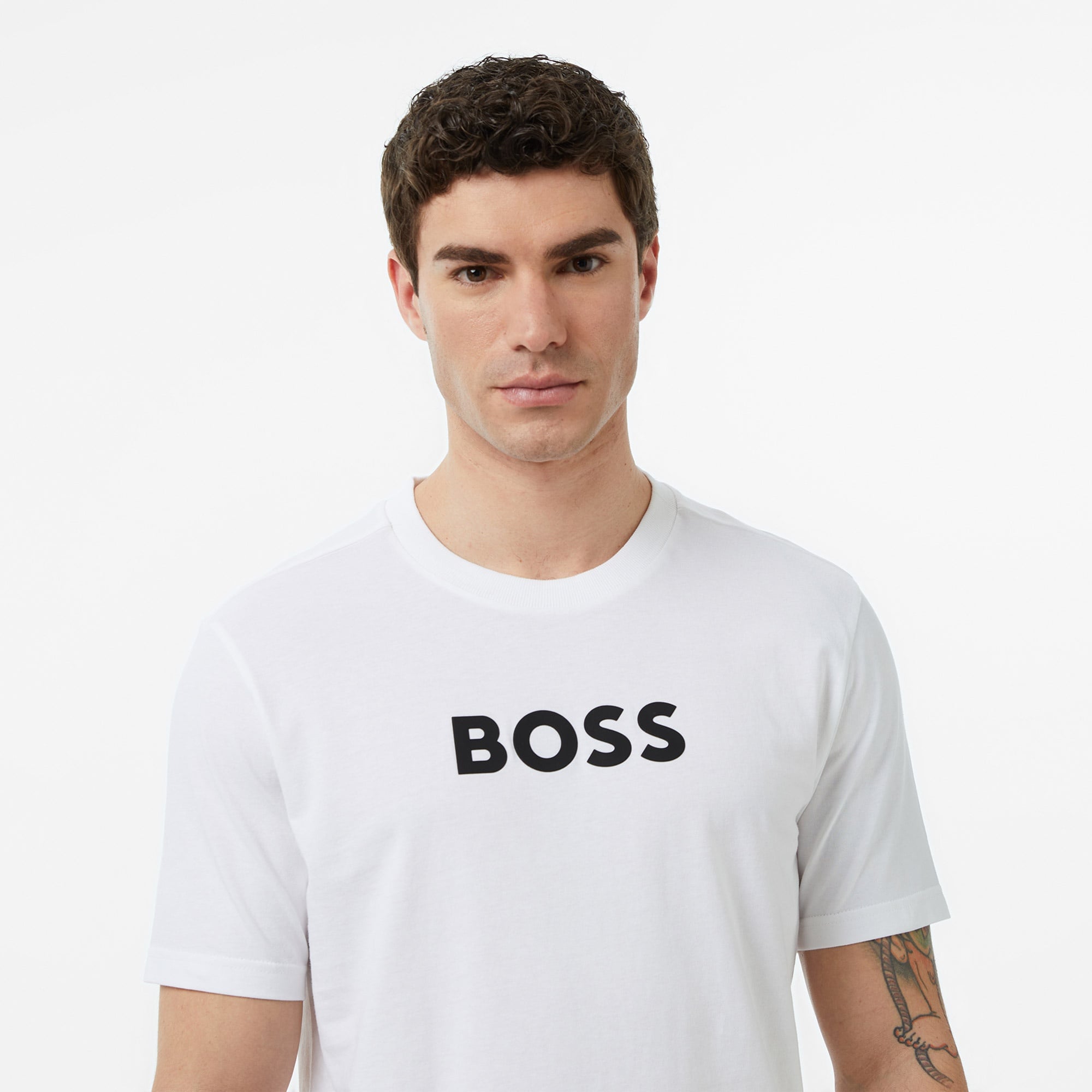 Boss TS Logo Erkek Beyaz T-Shirt