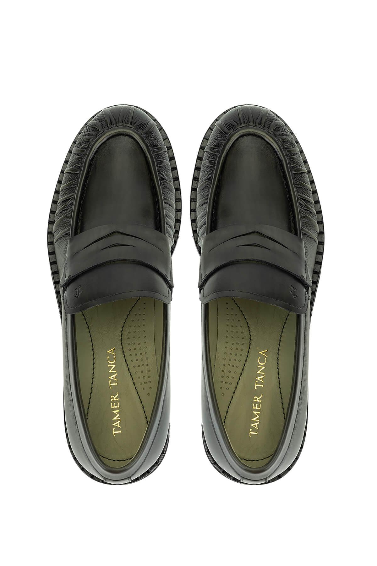 Tamer Tanca Erkek Hakiki Deri Yeşil Loafer Ayakkabı