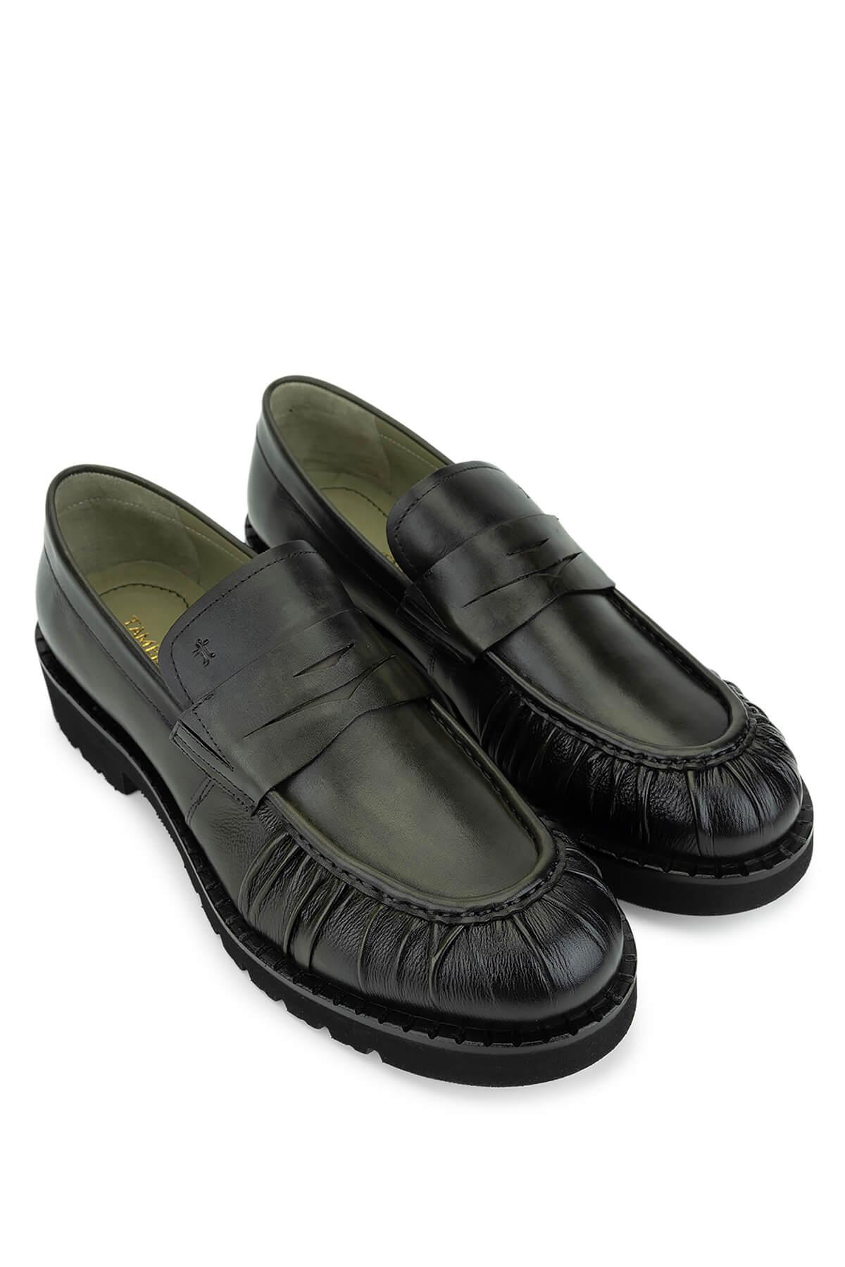 Tamer Tanca Erkek Hakiki Deri Yeşil Loafer Ayakkabı
