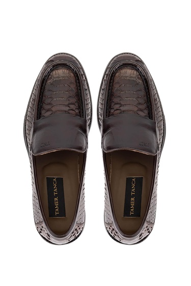  Tamer Tanca Erkek Hakiki Deri Kahverengi Loafer Ayakkabı