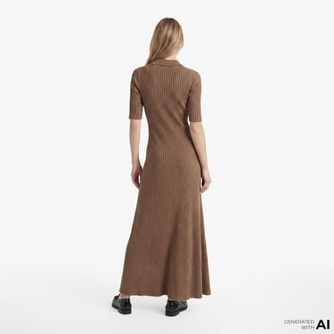  Tommy Hilfiger RayonRib Kadın Haki Elbise