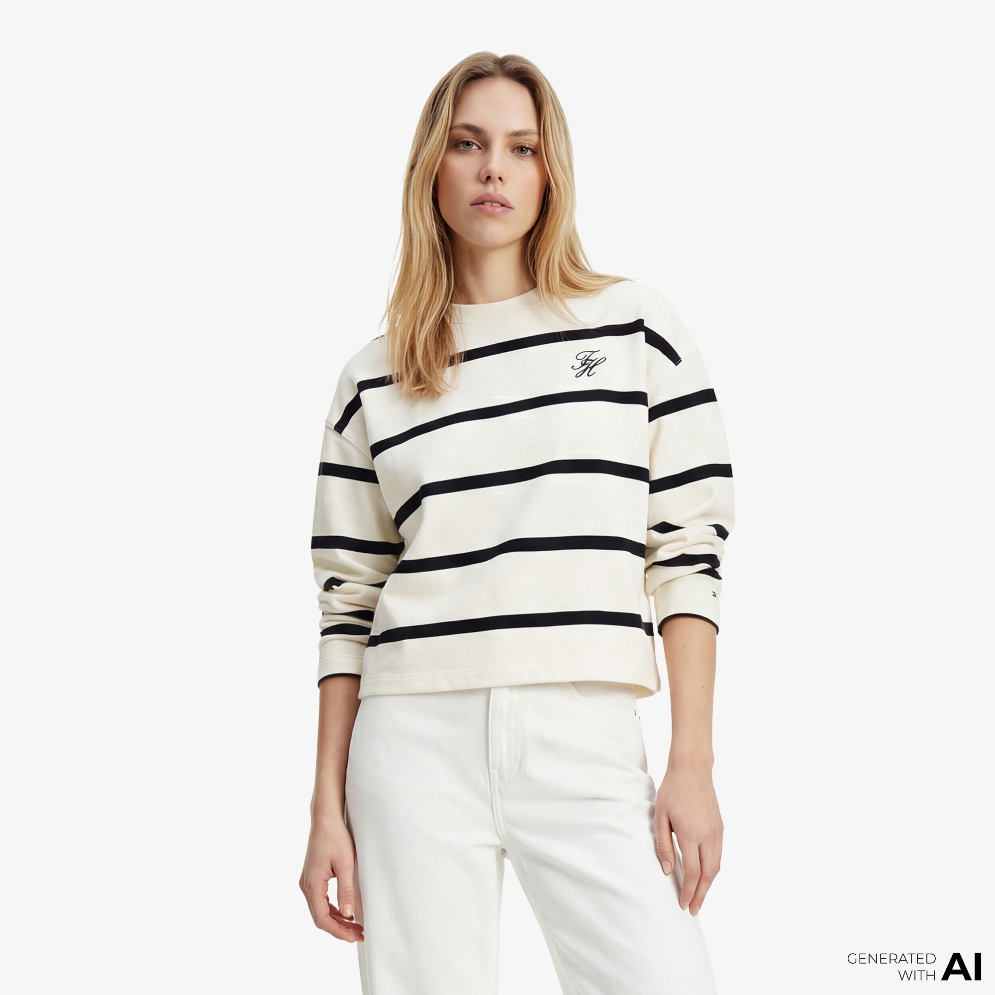 Tommy Hilfiger Script Kadın Beyaz Sweatshirt