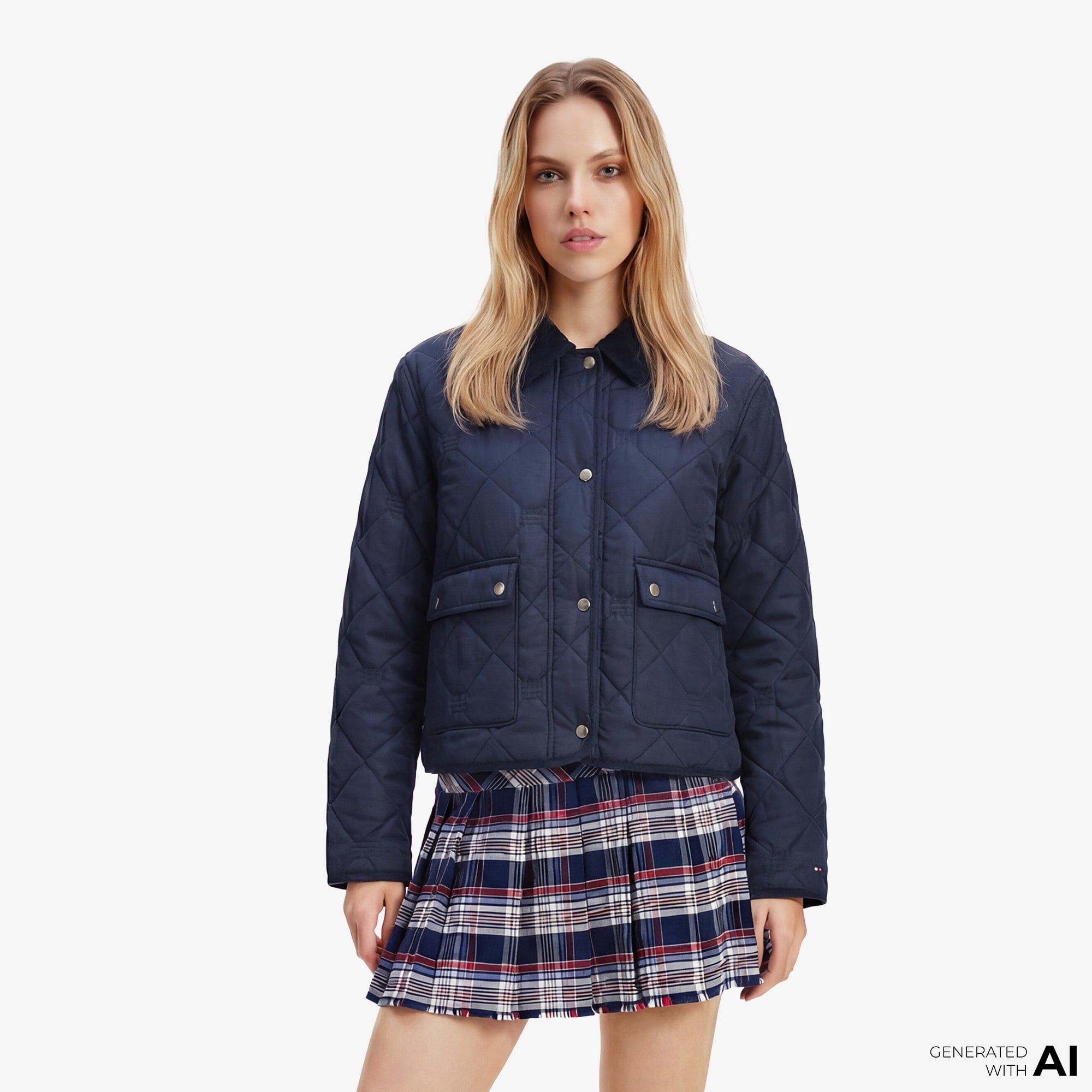  Tommy Hilfiger Padded Quilting Kadın Lacivert Ceket