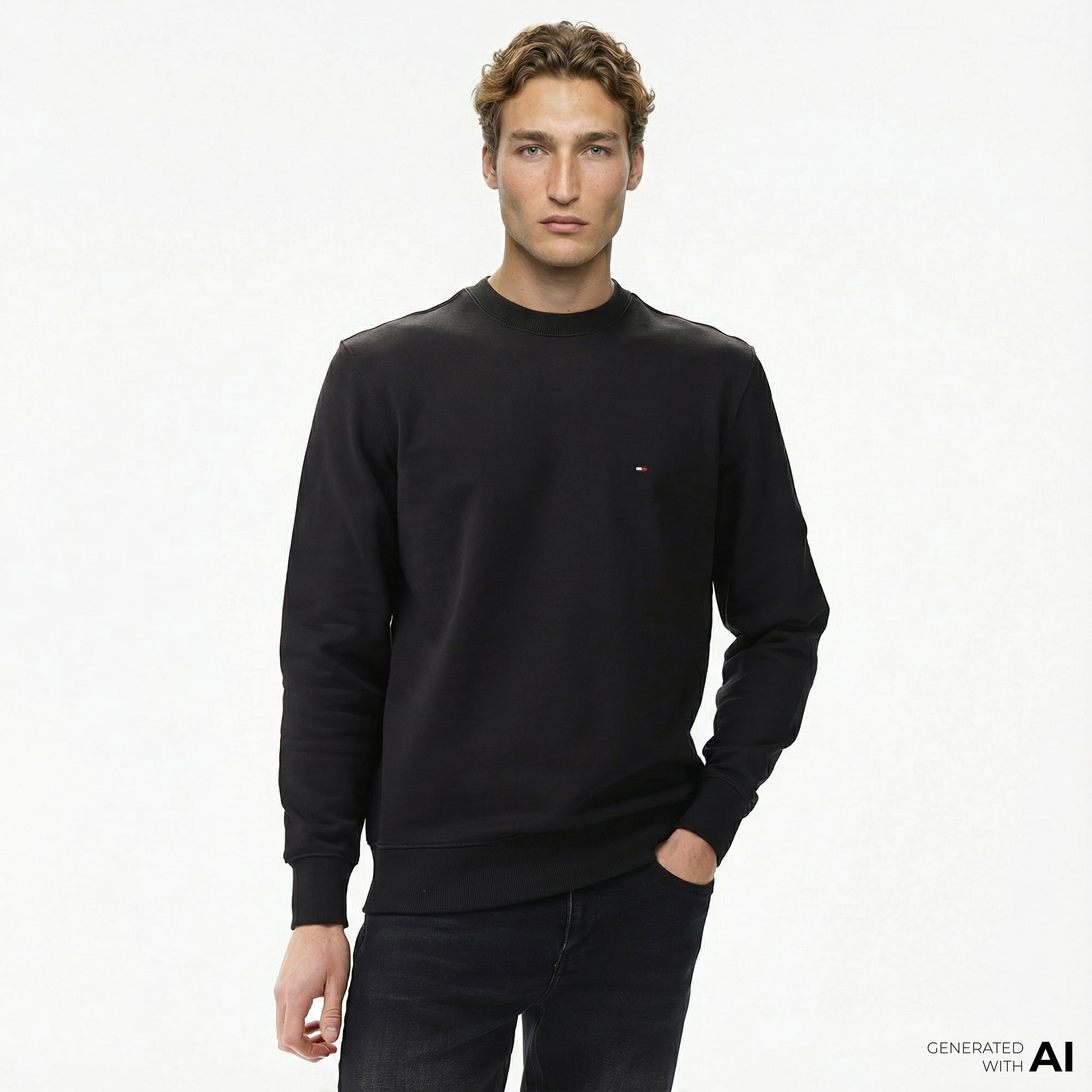 Tommy Hilfiger Core Essentials Erkek Siyah Sweatshirt