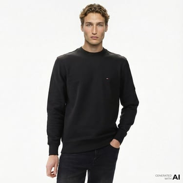  Tommy Hilfiger Core Essentials Erkek Siyah Sweatshirt