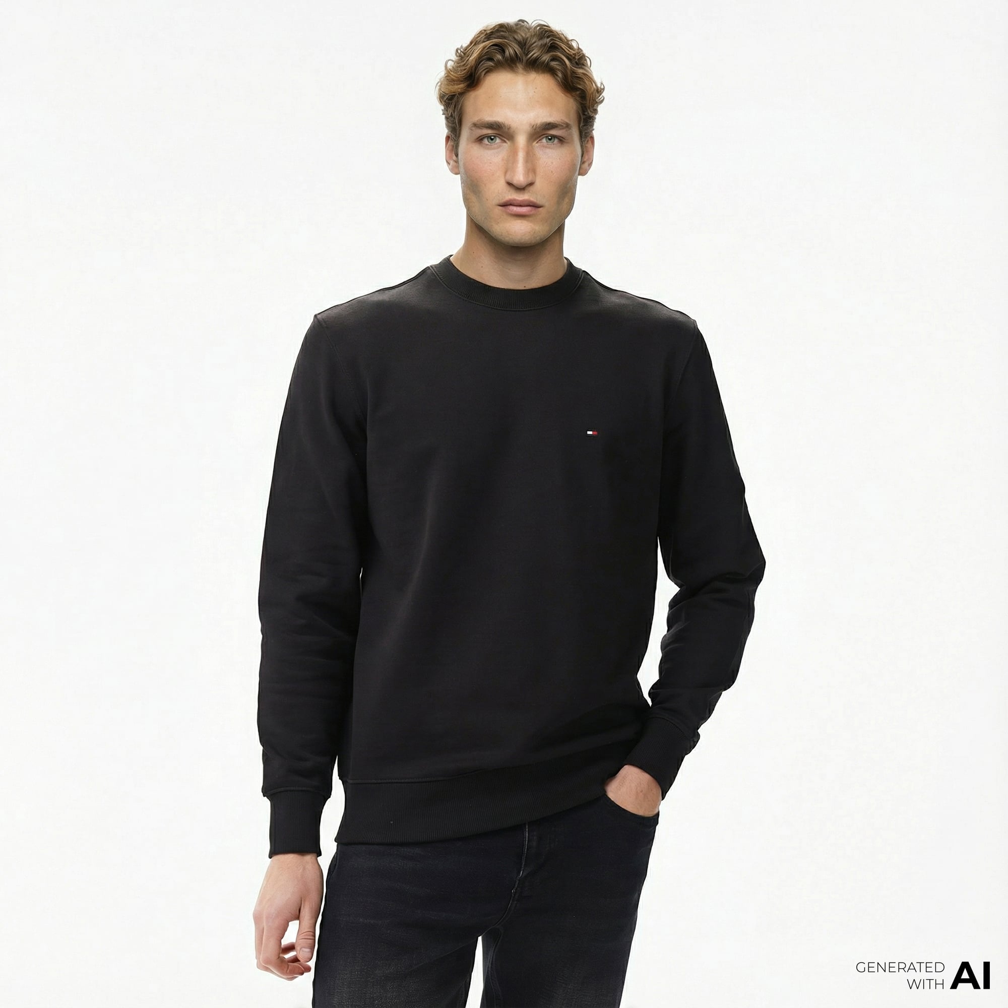  Tommy Hilfiger Core Essentials Erkek Siyah Sweatshirt