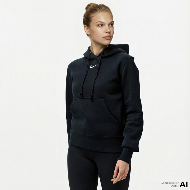  Nike Sportswear Phoenix Fleece Kadın Siyah Kapüşonlu Hoodie