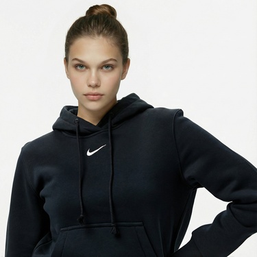  Nike Sportswear Phoenix Fleece Kadın Siyah Kapüşonlu Hoodie
