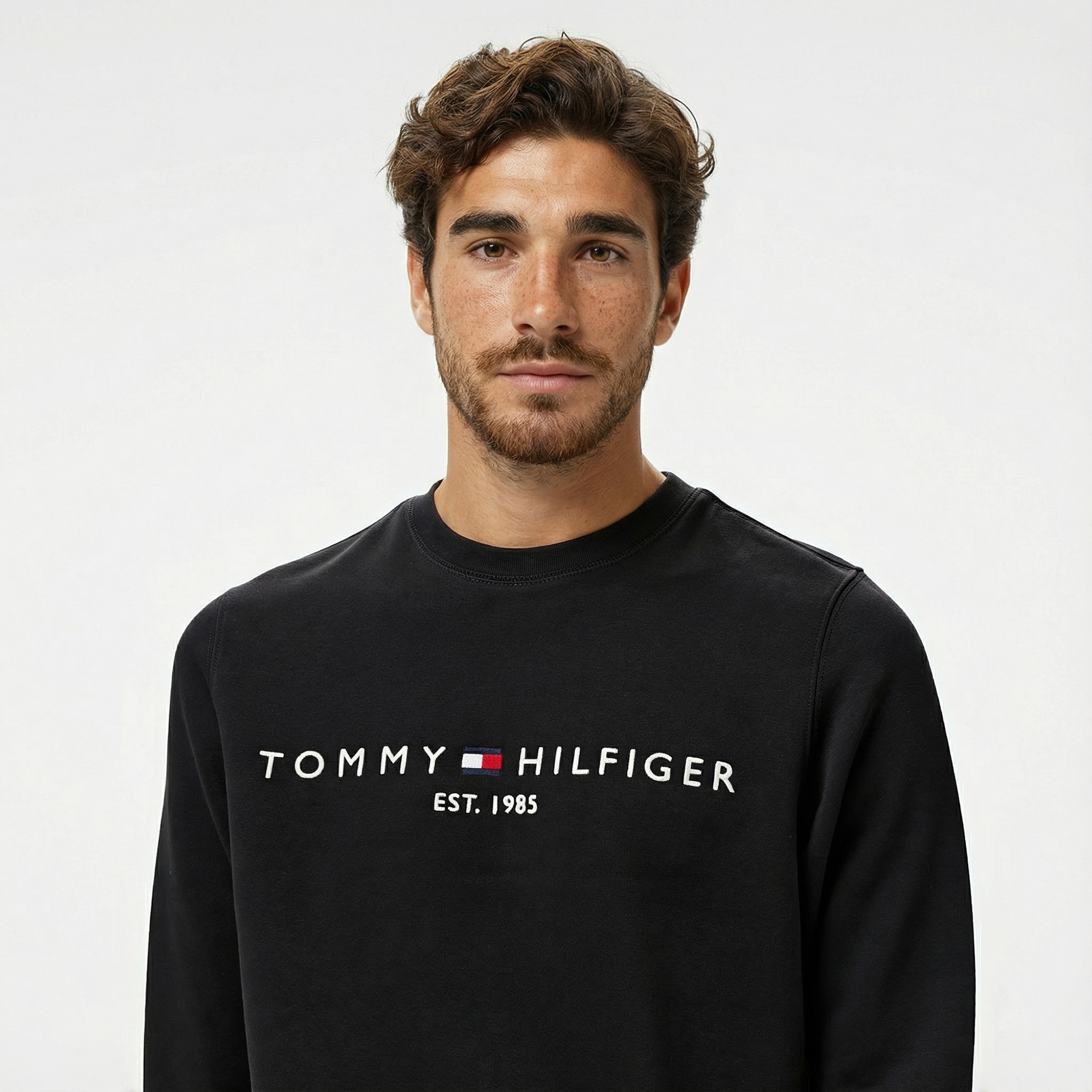 Tommy Hilfiger Tommy Logo Erkek Siyah Sweatshirt