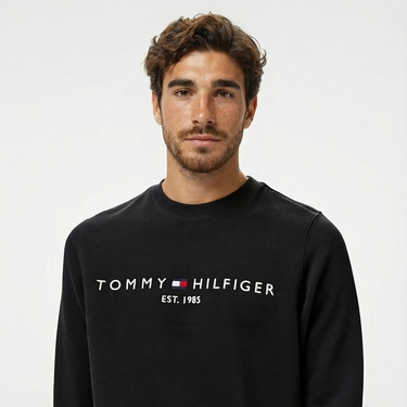 Tommy Hilfiger Tommy Logo Erkek Siyah Sweatshirt