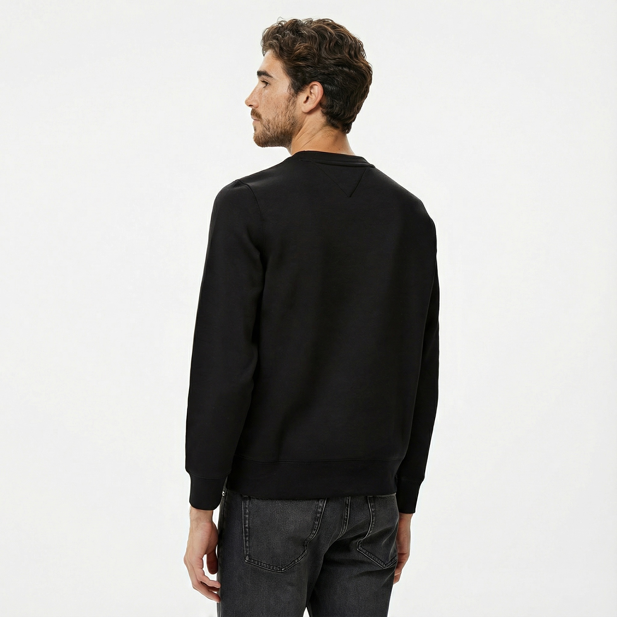 Tommy Hilfiger Tommy Logo Erkek Siyah Sweatshirt