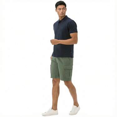  Nautica Erkek Yeşil Keten Kargo Bermuda Şort