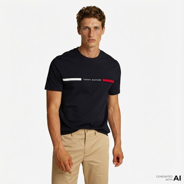  Tommy Hilfiger Brand Love Erkek Lacivert T-Shirt