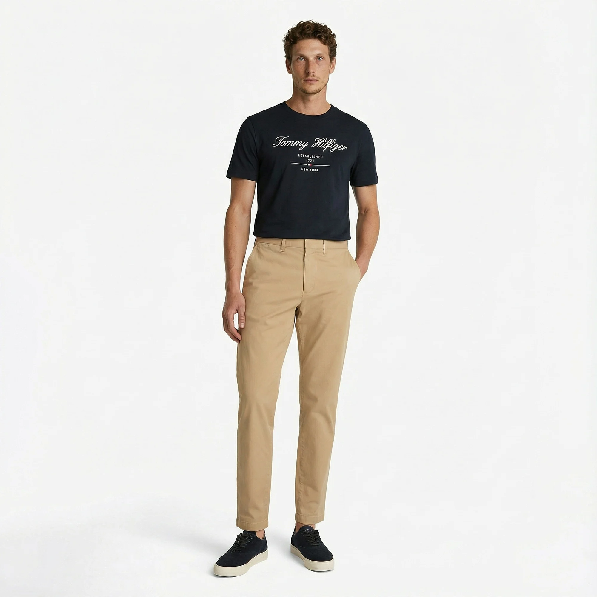 Tommy Hilfiger Script Logo Erkek Lacivert T-Shirt