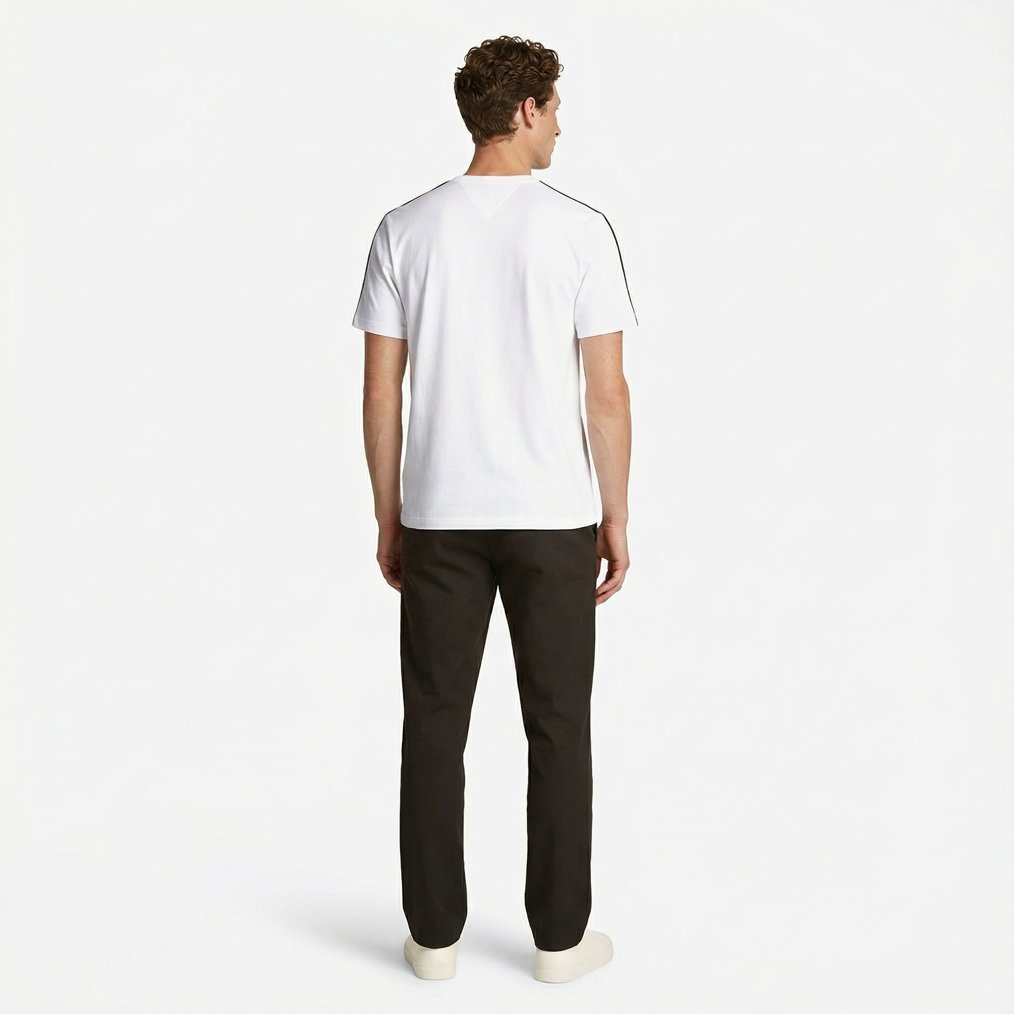 Tommy Hilfiger Global Stripe Tape Erkek Beyaz T-Shirt