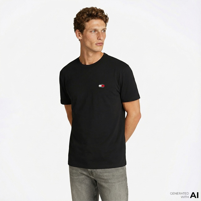  Tommy Hilfiger Badge Erkek Siyah T-Shirt