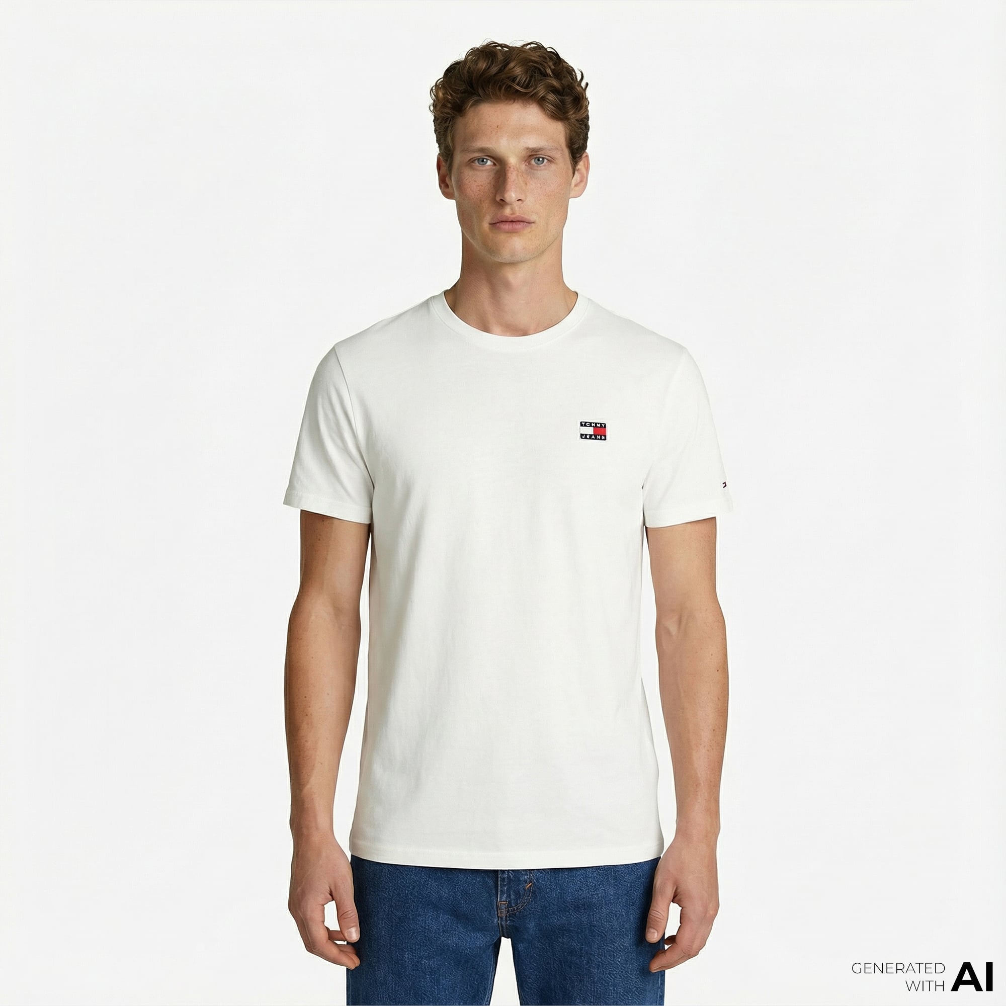  Tommy Hilfiger Badge Erkek Beyaz T-Shirt