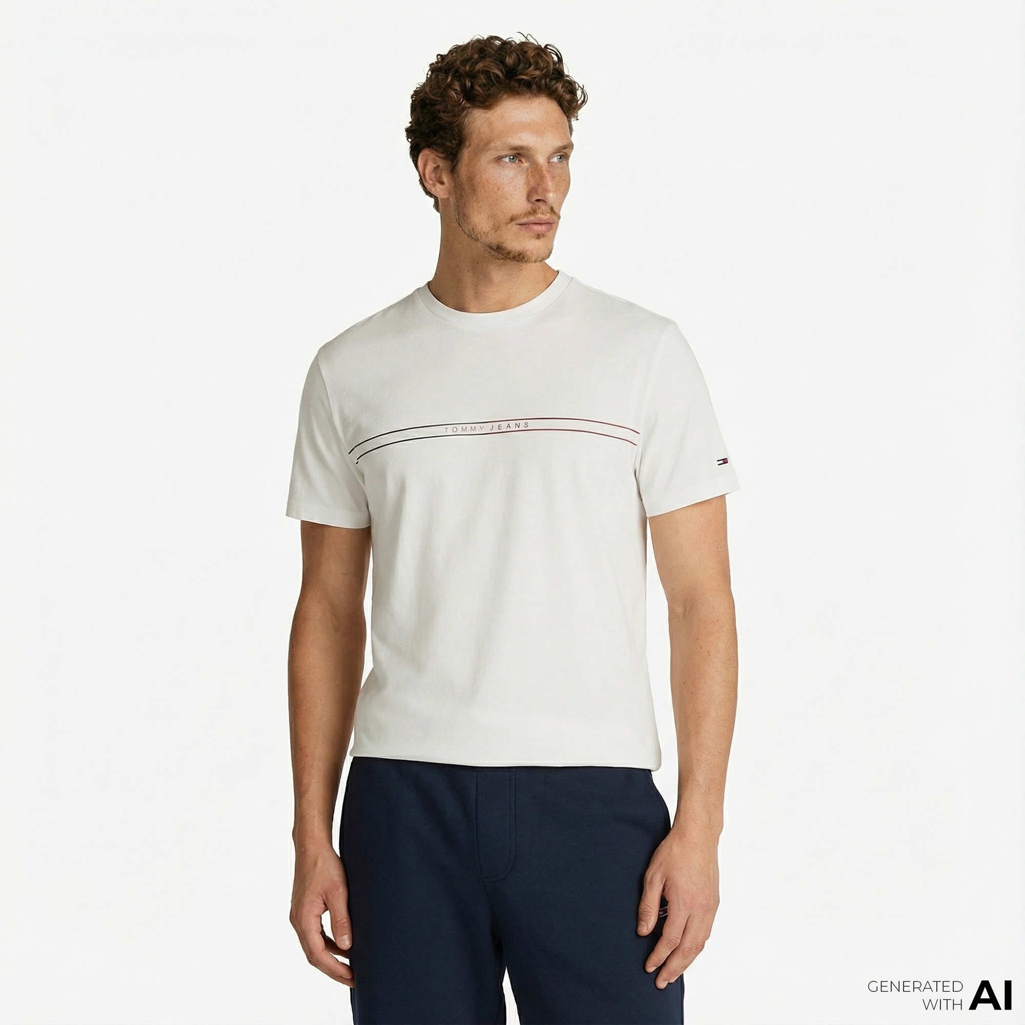 Tommy Jeans Slim Entry Graphic Ext Erkek Beyaz T-Shirt