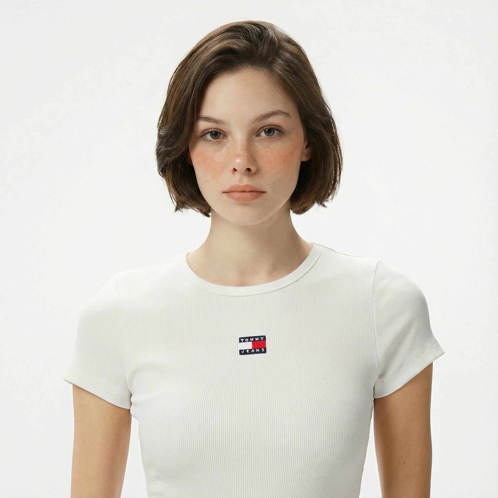 Tommy Hilfiger Badge Kadın Beyaz T-Shirt