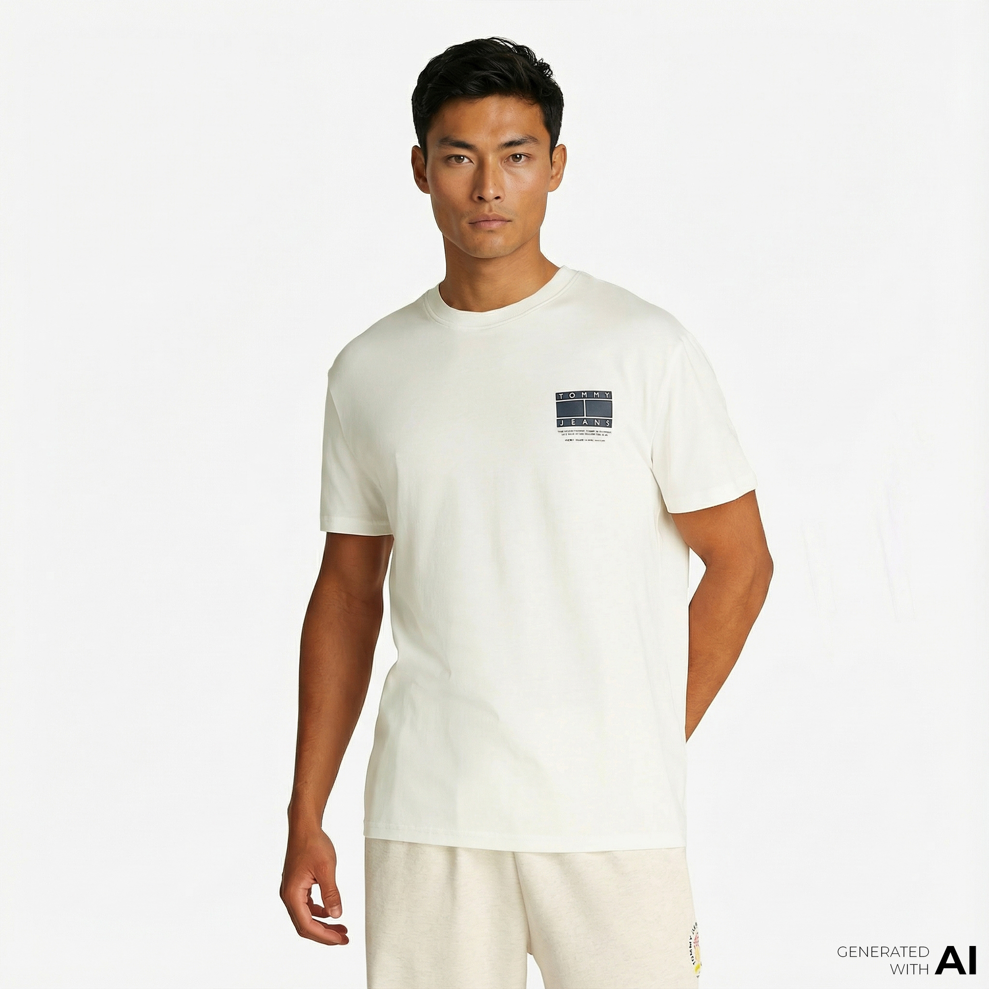  Tommy Jeans Graphic Ext Erkek Beyaz T-Shirt