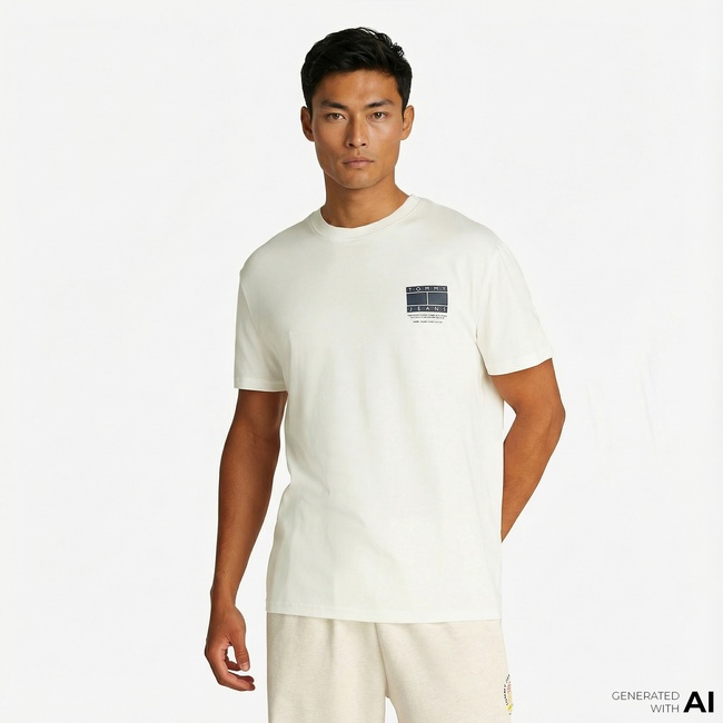  Tommy Jeans Graphic Ext Erkek Beyaz T-Shirt