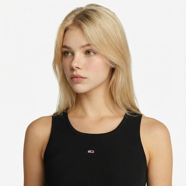  Tommy Hilfiger Denim Essentials Kadın Siyah Elbise