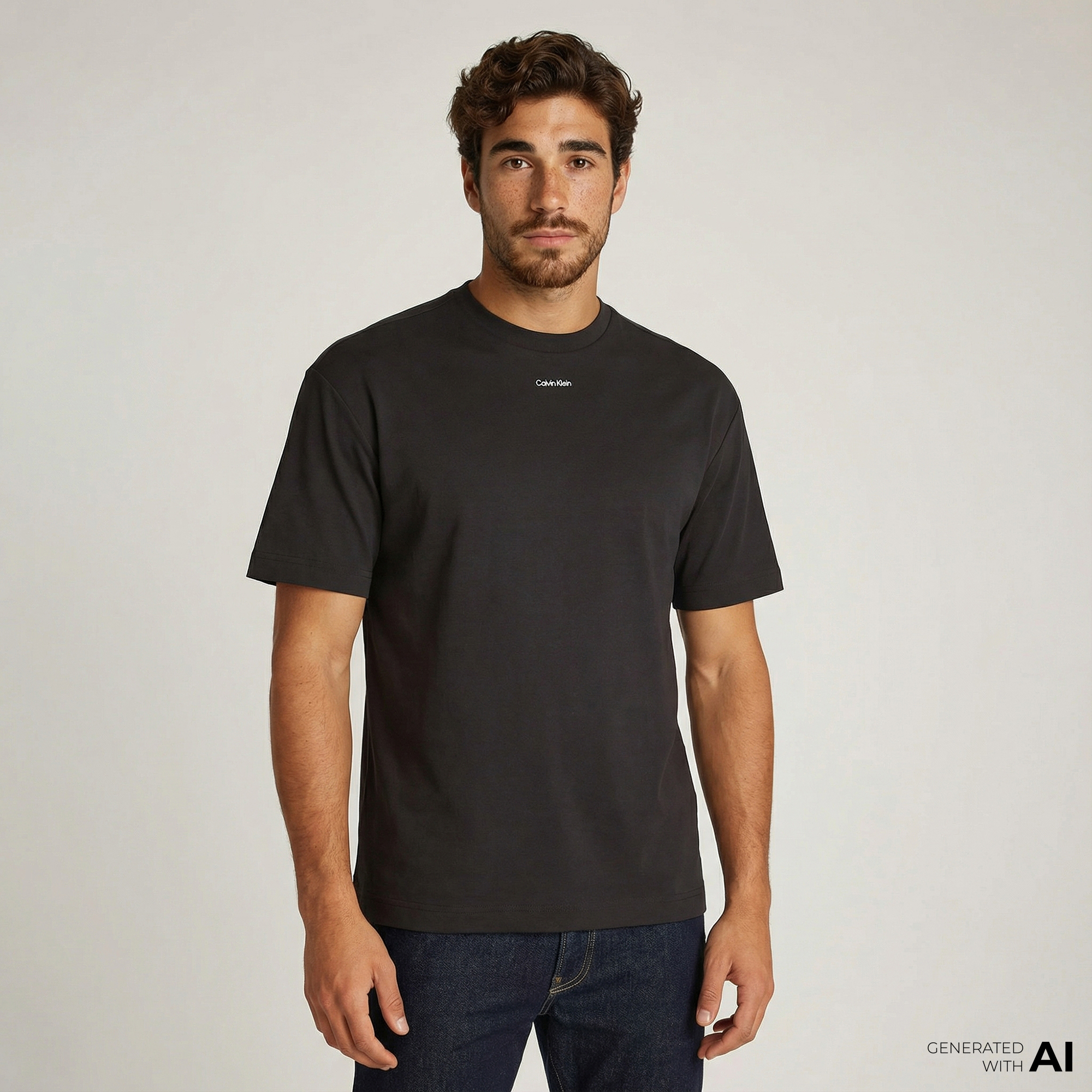  Calvin Klein Nano Logo İnterlo Erkek Siyah T-Shirt