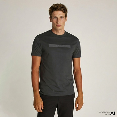  Calvin Klein Structured Embroidery Erkek Siyah T-Shirt