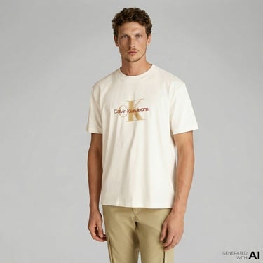  Calvin Klein Monologo Shift Erkek Beyaz T-Shirt