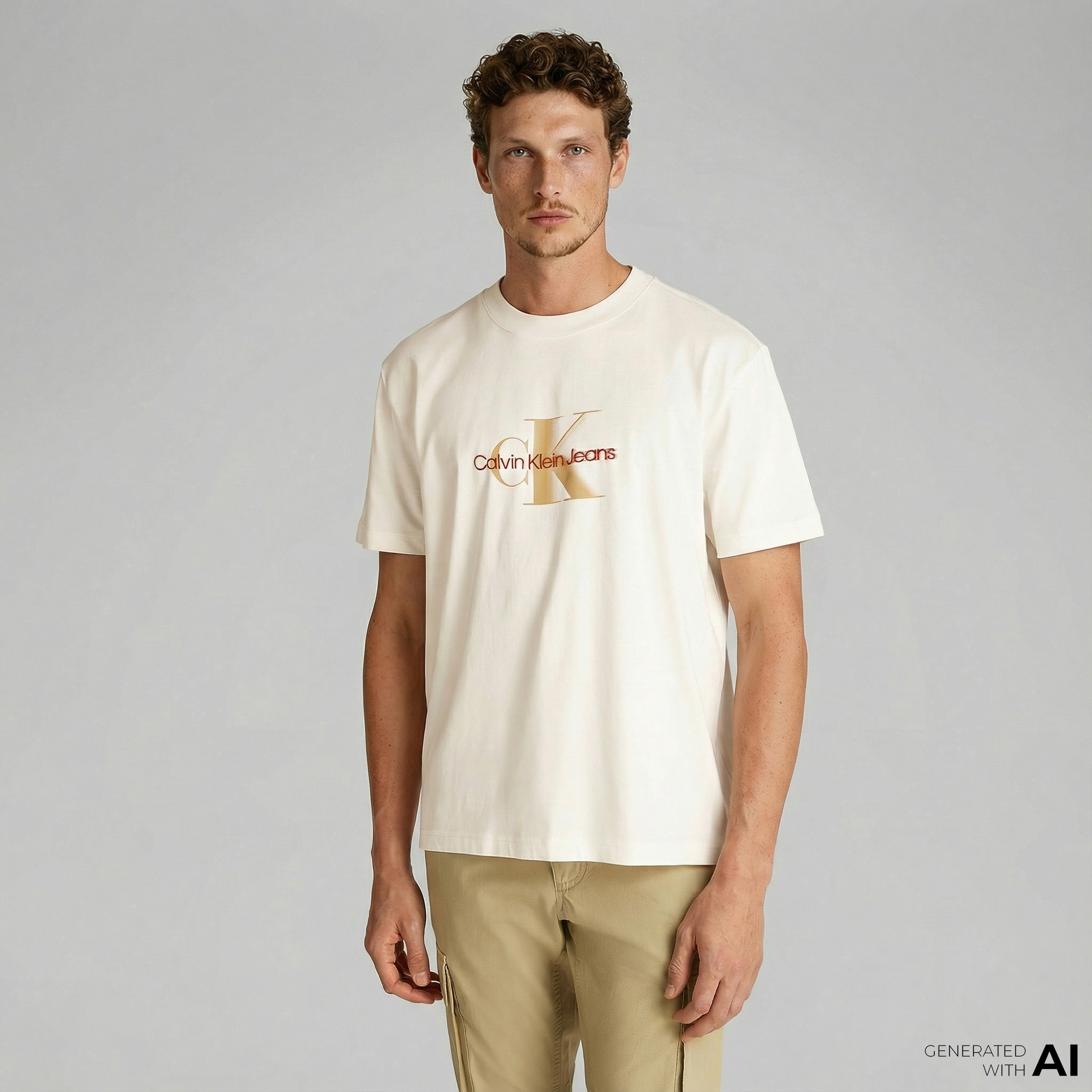  Calvin Klein Monologo Shift Erkek Beyaz T-Shirt
