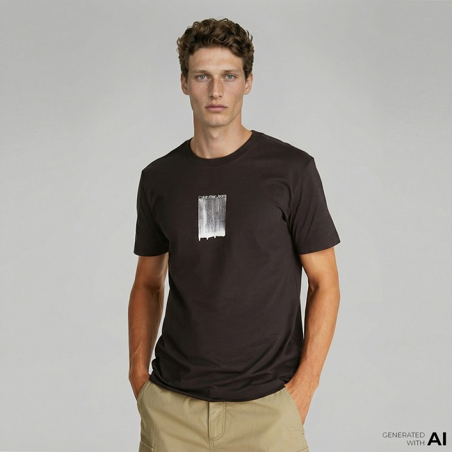  Calvin Klein Brush Stroke Graphic Erkek Siyah T-Shirt