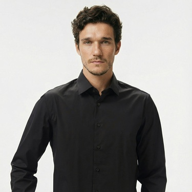  Calvin Klein Poplin Stretch Regular Erkek Siyah Gömlek