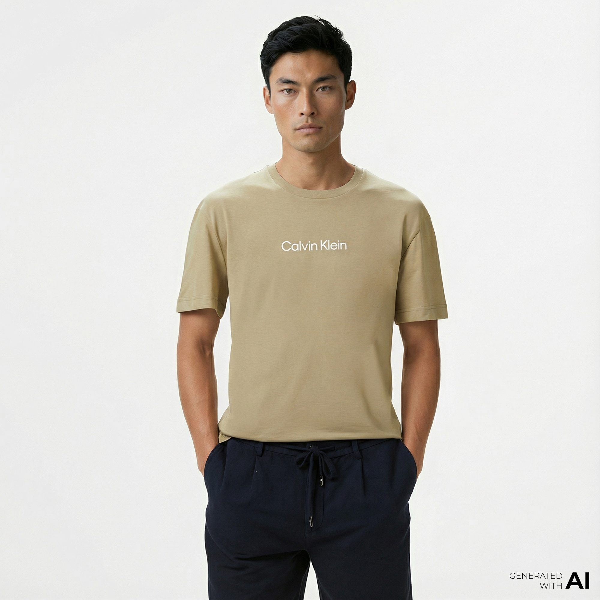  Calvin Klein Hero Logo Comfort Erkek Bej T-Shirt