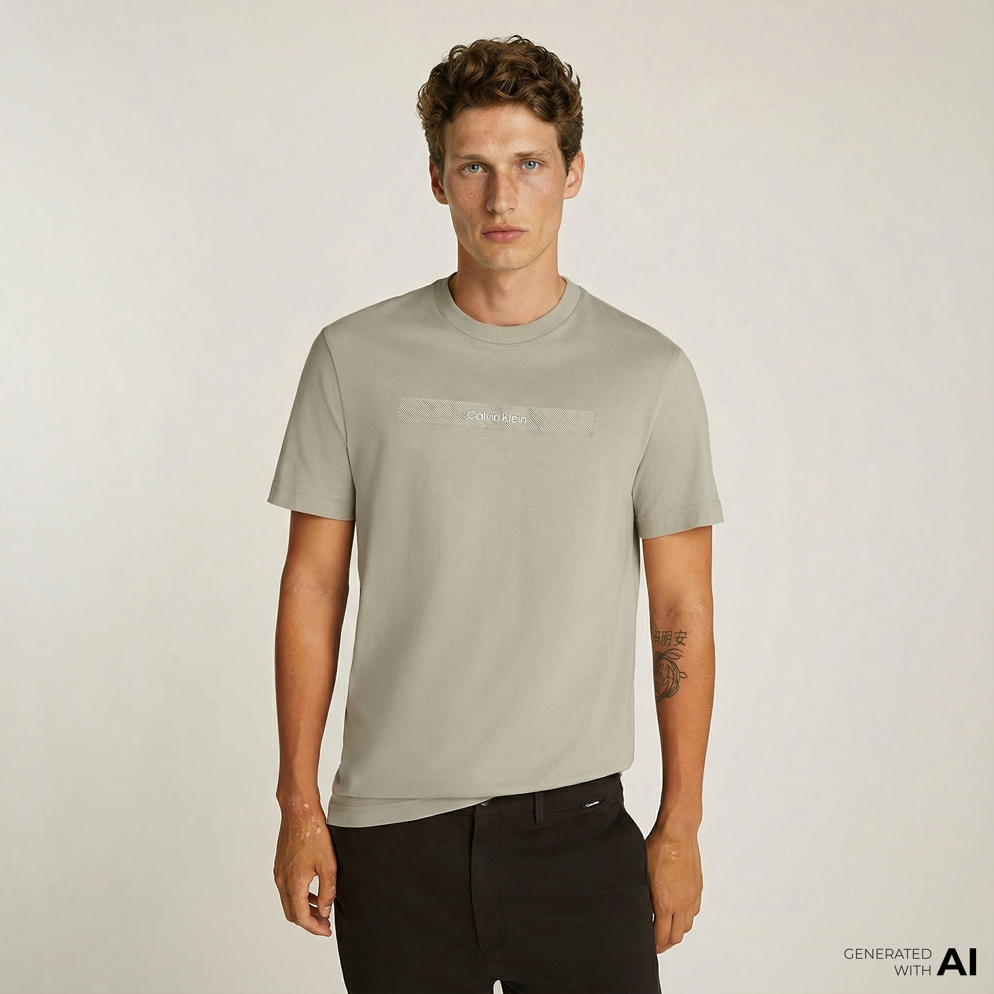  Calvin Klein Erkek Bej T-Shirt