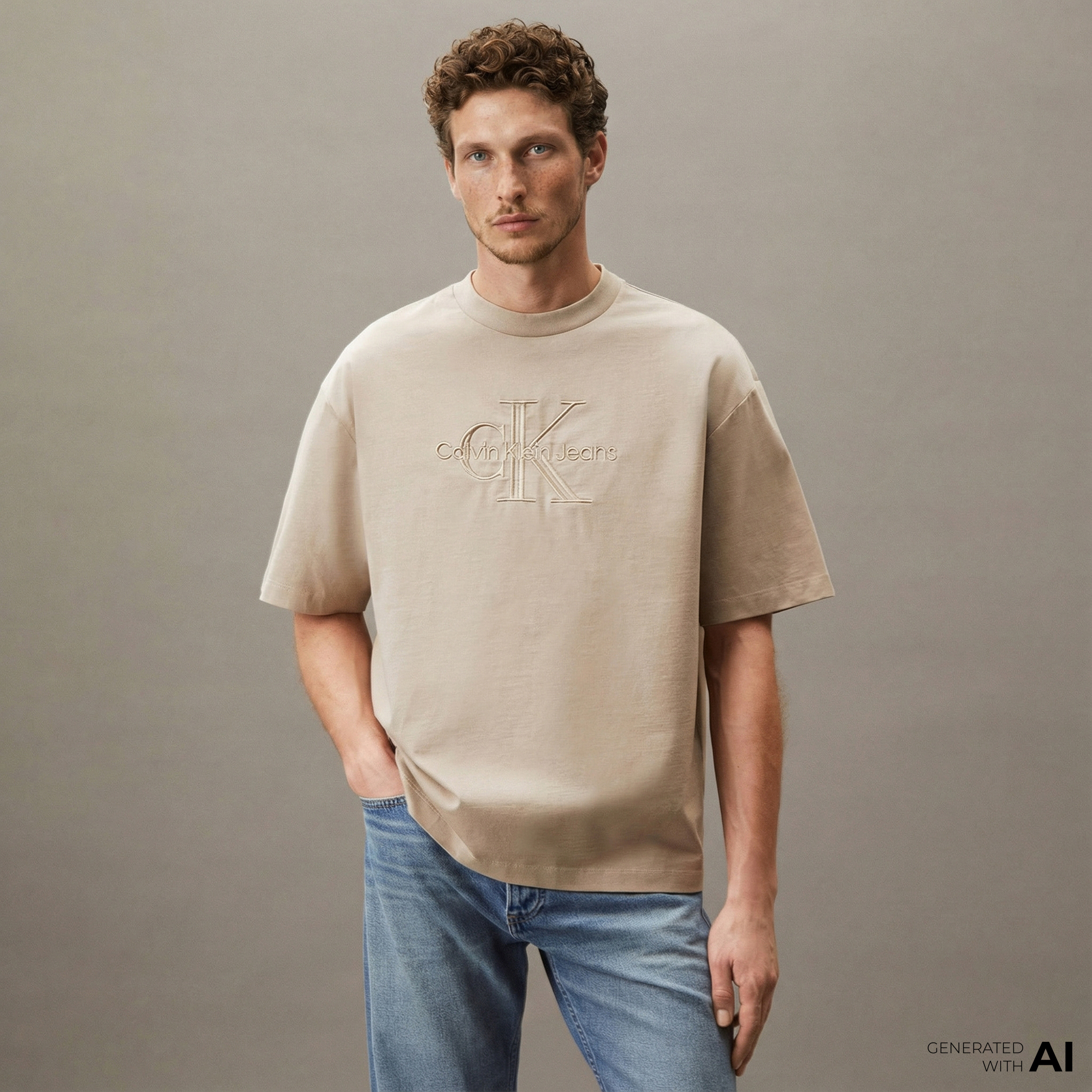  Calvin Klein Low Erkek Bej T-Shirt