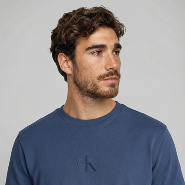  Calvin Klein Rel Liquid Monologo Erkek Mavi T-Shirt
