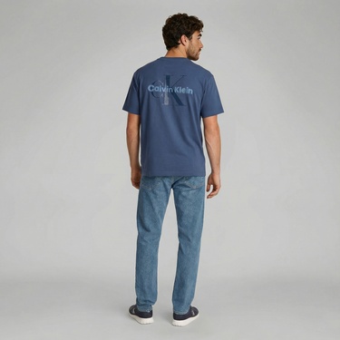  Calvin Klein Rel Liquid Monologo Erkek Mavi T-Shirt