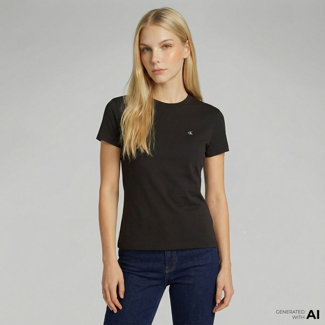 Calvin Klein Graphic Slim Kadın Siyah T-Shirt