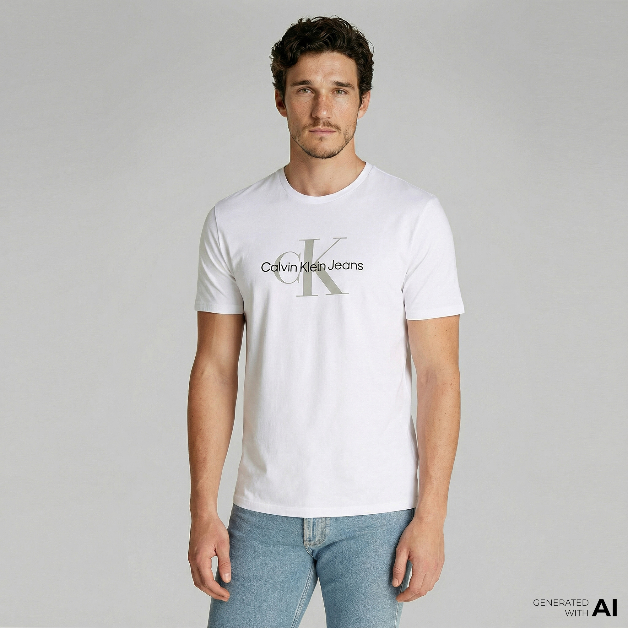  Calvin Klein Hero Monologo Erkek Beyaz T-Shirt
