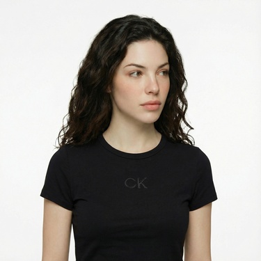  Calvin Klein Slim Kadın Siyah T-Shirt