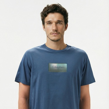  Calvin Klein Logo Erkek Mavi T-Shirt