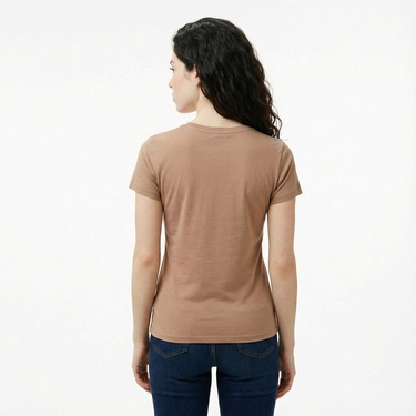  Calvin Klein Slim Kadın Kahverengi T-Shirt