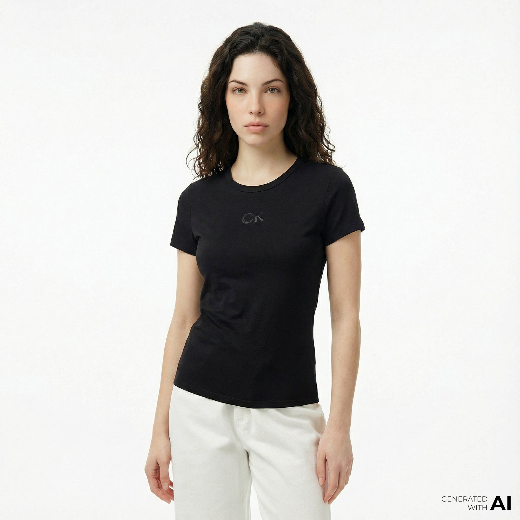  Calvin Klein Slim Kadın Siyah T-Shirt