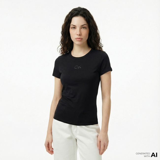  Calvin Klein Slim Kadın Siyah T-Shirt