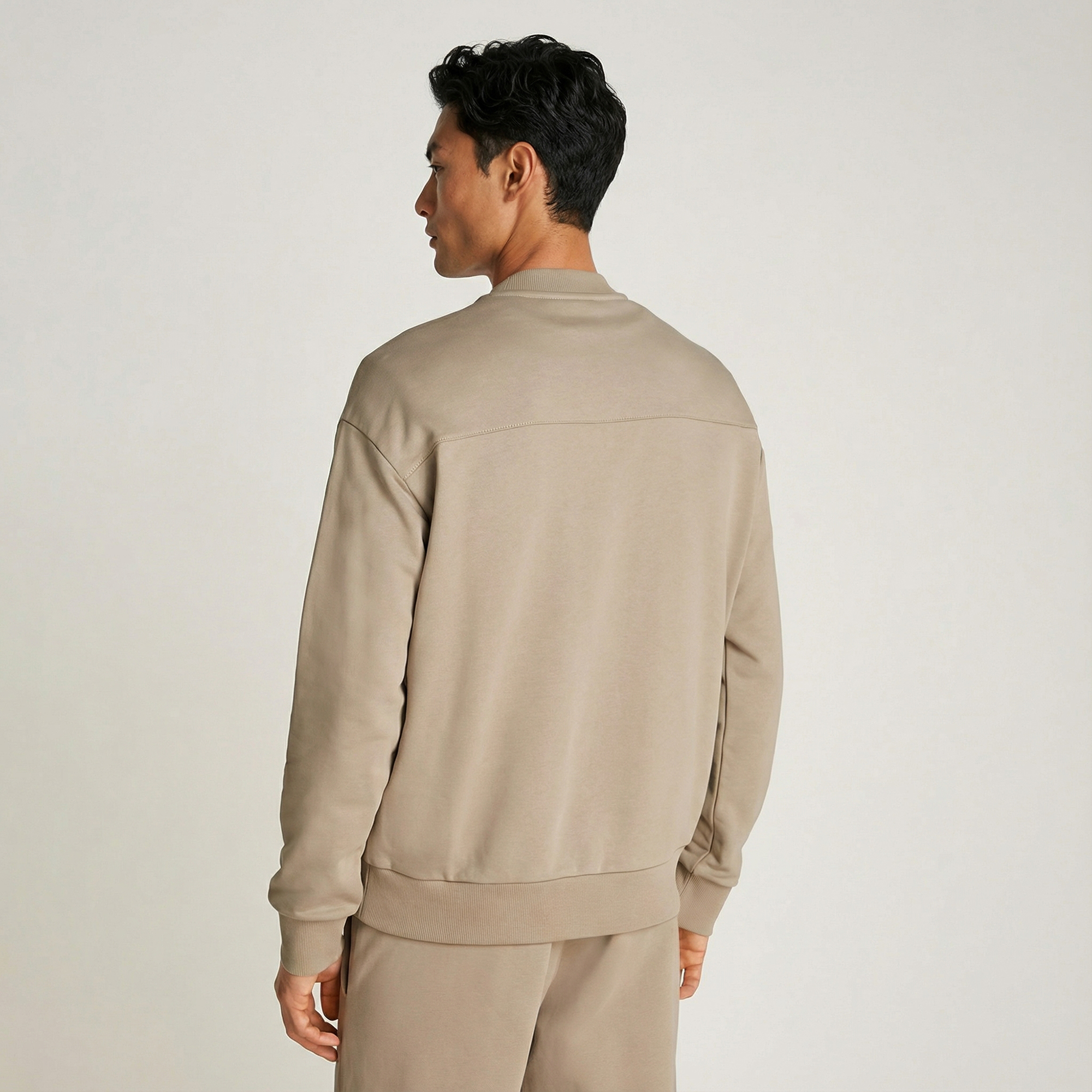  Calvin Klein Structured Embroidery Erkek Bej Sweatshirt