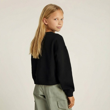  Calvin Klein Glitter Monologo Çocuk Siyah Sweatshirt