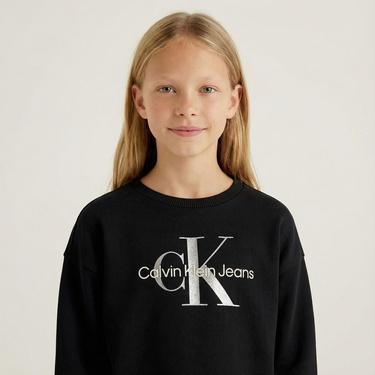  Calvin Klein Glitter Monologo Çocuk Siyah Sweatshirt