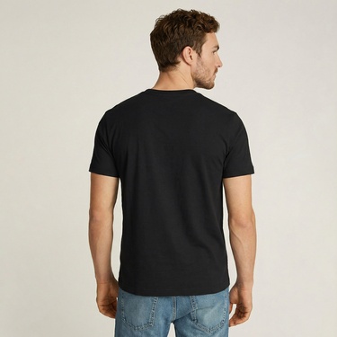  Calvin Klein Split Line Logo Erkek Siyah T-Shirt