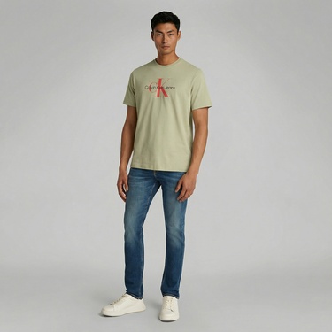  Calvin Klein Hero Monogram Erkek Yeşil T-Shirt