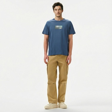  Calvin Klein Logo Erkek Mavi T-Shirt